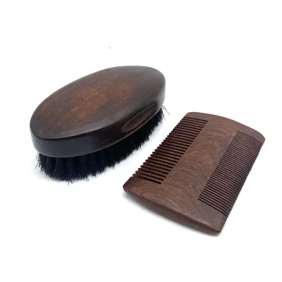 OEM Curved Wooden Soft Boar Bristle Hair Brush Men's Personal Care Beard & Mustache Comb
