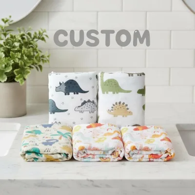 Custom Soft Cotton Baby Burp Cloths Bathroom Use Muslin Swaddle Blanket Comfortable Skin-Friendly Muslin Baby Blanket Bedding