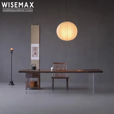 WISEMAX FURNITURE Nordic Wabi-sabi Style Dining Room Acrylic Black Walnut Wood Dining Table for Hotel Restaurant Villa