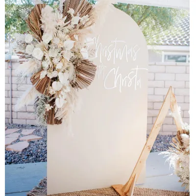 White Acrylic Pink Wedding Christmas Event Furniture Elegant Arch Backdrop Panel for Decorations Packaged in Carton