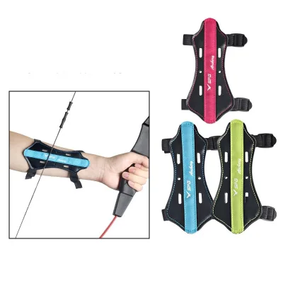 PU Leather Arm Guard Adjustable Thickened Breathable Forearm Protector 2 Strap Protector Kids Youth Archery Practice Accessory