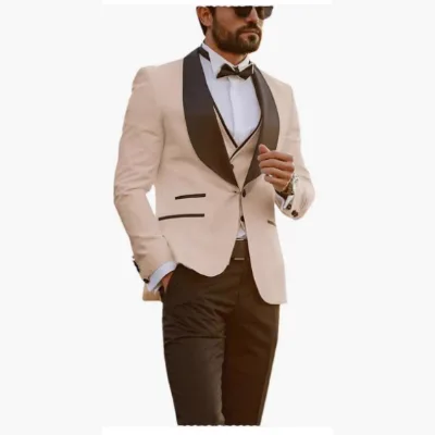 Men's Plus Size Three-Piece Business Wedding Suit Swallowtail Groom Groomsman Anti-Wrinkle Adults