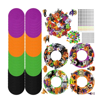 Spooky Halloween DIY Wreath Craft Kit for Kids with Pumpkins, Ghosts, and Fun Decorations