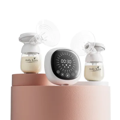 Anly Kiss LED Touch Screen New Silicone Portable Rechargeable Double Breast Pump Large Suction Bilateral Breast Pumps