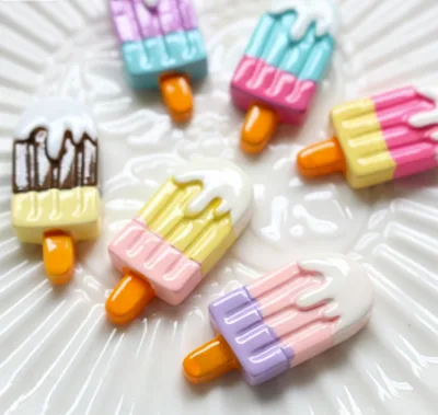 Bulk Resin Rainbow Ice Cream Flatback Cabochon Summer Popsicle Decor DIY Scrapbook for Jewelry Making Phone Case Accessory