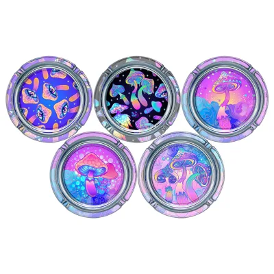 Top Inquiry 2022 Wholesale Chuhao Brand Model CH-002A 3 Parts Portable Glass Cigarette Ash Holder 85MM Round Custom Logo Ashtray