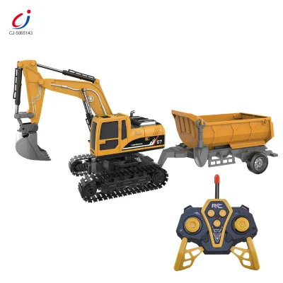 Chengji Remote Control Engineering Truck 27MHz Kids Boys Gifts 3 in 1 Alloy 1:22 Scale Six Channels Rc Excavator Toy with Sound