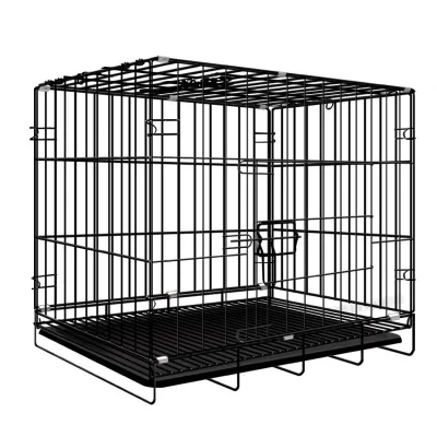 High Quality Strong Foldable Metal Dog Cage with Double Doors Square Shape Horizontal Sliding Closure for Indoor/Outdoor Use