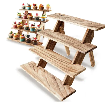 Elegant 4 Tier Wooden Cupcake Stand Dessert Decorator Display Stand for Cake Tools