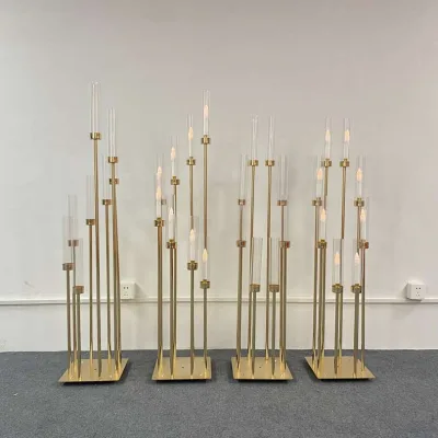 Wholesale 8-Arm Gold Metal Tall Candle Holder Candelabra for Christmas and Wedding Table Centerpieces or Party Decorations
