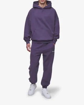 500gsm Cotton Screen Print Embroidery Hoodies Flared Pant Mens Tracksuit Sets Flared Stacked 2 Piece Mens Hoodies Sweatsuit Sets