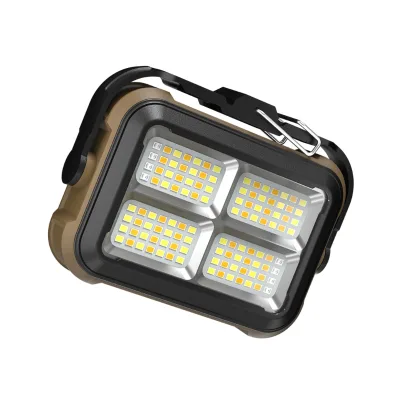 Solar Mini Tent Lights, 14 Modes Multifunctional Work Lights with Hook Portable High Lumens Rechargeable for Emergency Camping