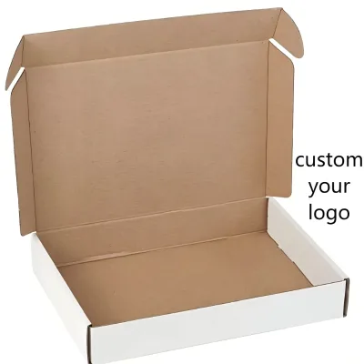 White Corrugated Cardboard Shipping Box 27.94cm X 20.32cm with Logo Printing Literary Mailing Bag