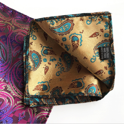 Paisley Handkerchief Custom Print Jacquard Woven Pocket Squares Soft Handkerchief for Men