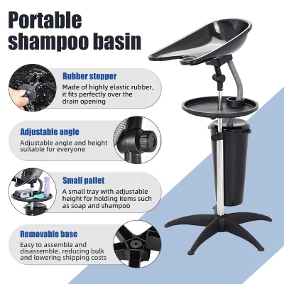No Plumbing Portable Hair Washing Unit, Adjustable Freestanding Shampoo Bowl for Senior Care, Pregnant Women & Home Hair Washing