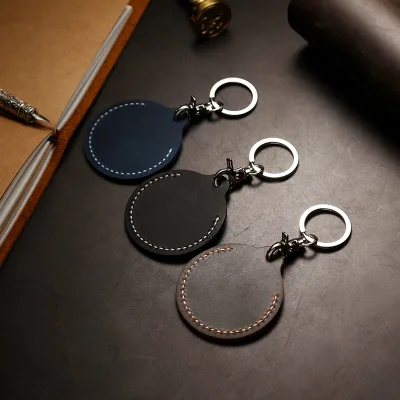 Promotion Gift Hot-selling Custom logo Round Pu Leather Key Ring/Keychain/key Holder
