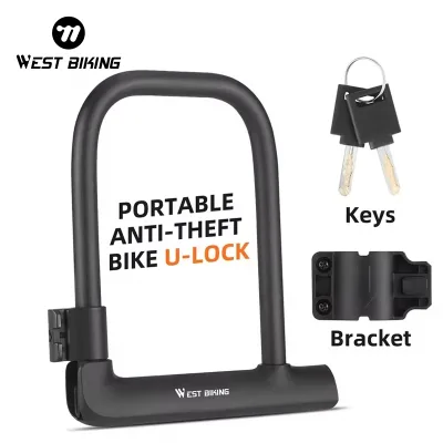 WEST BIKING Wholesale Anti-Cutting Anti-Theft Office Building Motorcycle Bike Lock Cycling Ble Bicycle U Lock for Safety