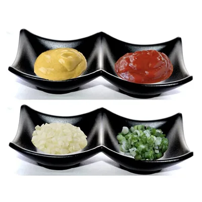 Black Matt Pattern Style Melamine Dishwasher-Safe Soy Sauce Dish Indoor Outdoor Use Reusable Chinese Style Frost Technique Free