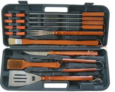 2017 Best-seller 18pcs Stainless Steel Bbq Tools Set with Storage Box