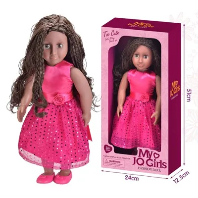 18 Inches Amazing White and Black Skin Plastic Doll Fashion Hair Two Pigtails Doll for Girls Toys
