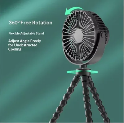 Best Seller Electric Digital 360 Degree Air Cooling Fan Low Noise Foldable Rechargeable 3-Speed Handheld Tripod for Car Hotel