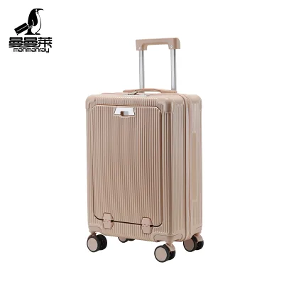 Water Resistant Durable Simple Carry 20 Inch Hard Shell Suitcase USB Charging 360 Degree Spinner Wheel Lightweight Business