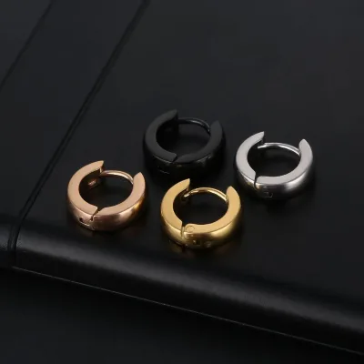 Men's simple hoop ear ring stainless steel spherical arc-shaped ear buckle