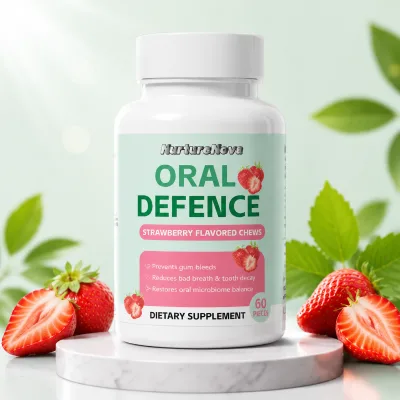 Premium Oral Defence Strawberry Flavored Chews Oral Health Supplement Fresh Breath Support Dietary Supplement 60 Tablets