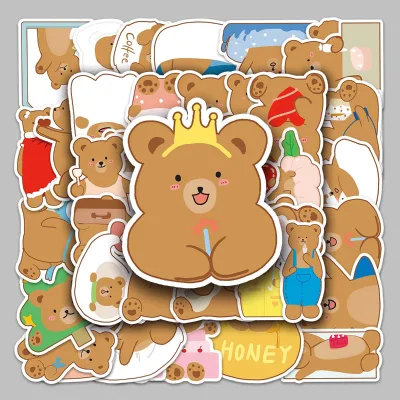 50PCS Cute Cartoon Fun Little Animal Pattern Hand-painted Bear Stickers, Phone Cases, Waterproof Stickers for Laptops