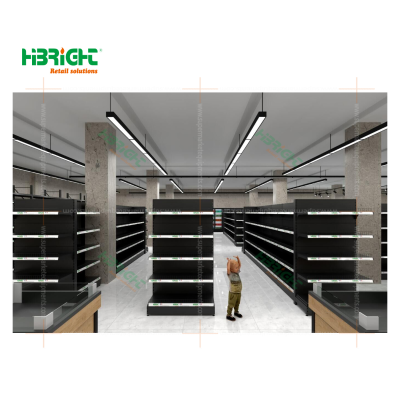 Coffee Shop 3D Design Grocery Store New Design One-Stop Retail Solution Supermarket Cafe