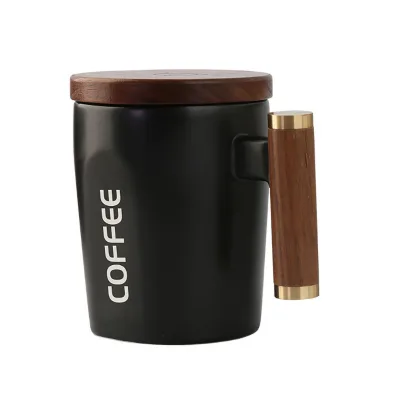 Factory Direct Sales Office Household Ceramic Mug Wooden Handle Coffee Mug Coffee Cup with Lid