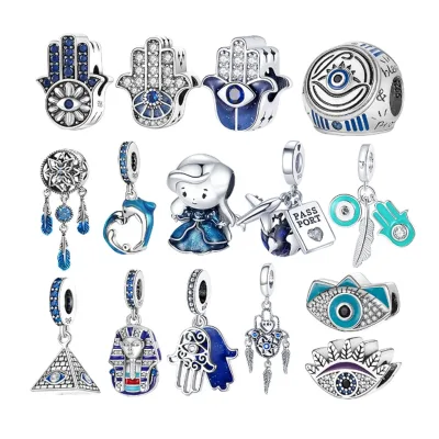 Factory Wholesale Handmade 925 Sterling Silver Charming Eye Pendants Silver Charms for Bracelets
