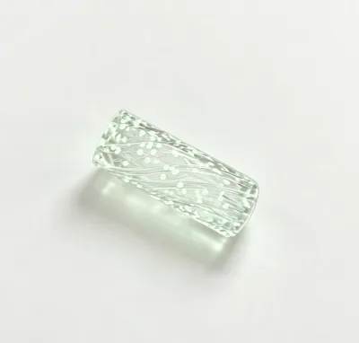 Glow-in-the-dark Vortex Cylindrical Glass Tips Rollers Glass 12mmX 30mm Multi Size Custom Charges in sunlight Glows at Night