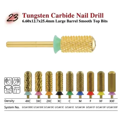 Tungsten Carbide Nail Drill Bits Large Barrel Smooth Top Bits Skin Removal Front Grinding Head Grit Nail Polishing Bit for Nails