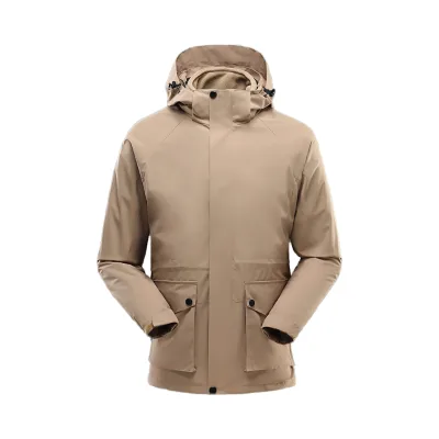 Custom Logo Men's Casual  Fiber Jacket  Weatherproof Windproof Detachable Multiple Sizes Including XL Outdoor