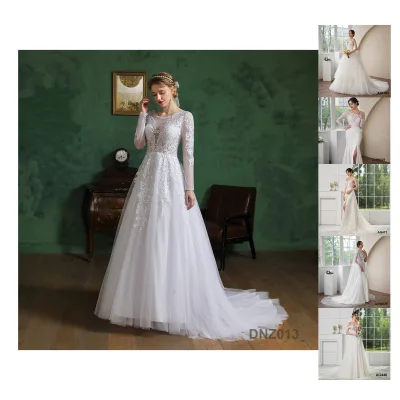 Vintage Custom Made White Applique Bride Muslim Wedding Dress Ball Gown for Brides Wedding Dresses