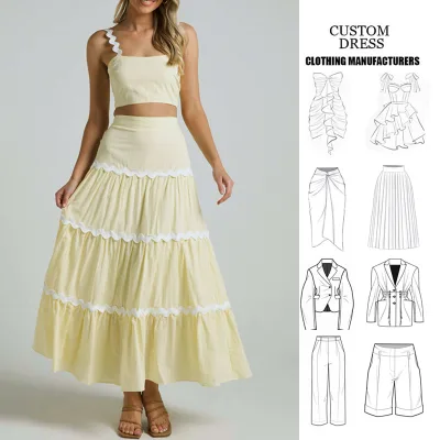 Elegant Ladies Two Piece Set High Waist Pleated Skirt Solid Color Top for Spring Summer New Digital Printing Chiffon Sweet Style