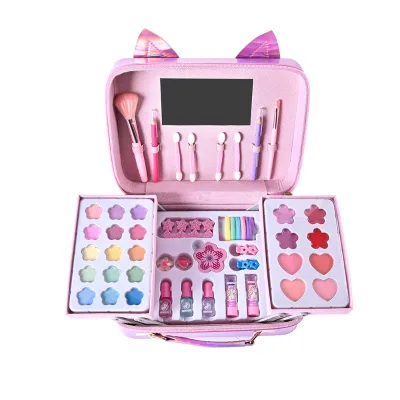 Hot Selling Popular Cartoon Non-Toxic Waterproof Kids Cosmetic Toy Makeup Bag Combo Gift Set Suitable For Little Girls
