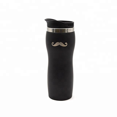 450ml mustache stainless steel mugs with rubber coating