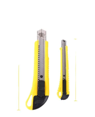 China Factory Utility Knife with Wide Yellow Plastic Handle Economy Sliding Blade High Carbon Steel OEM Customizable