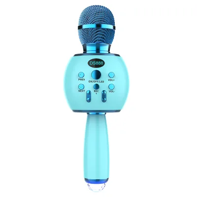 Kid Karaoke Singing Family Party Multifunctional Studio Mic(DS888) Capacitor with LED Blue Tooth USB Wireless Mic