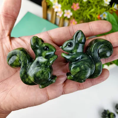 Wholesale Serpentine Squirrel Polished Crystal Craft Collectible Home Decor Tabletop Ornament-CrystalHola