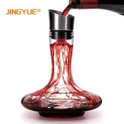 Wholesale 60oz 1800ml Wedding Christmas Party Crystal Glass Wine Carafe Red Wine Decanter Built-in Aerator Pourer