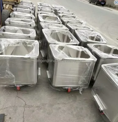 Stainless Steel Removable Meat Sausage Food Storage Bin Processing Drum Trolley Cart