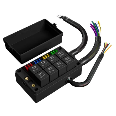 Dustproof Pre-Wired 12V Fuse Box and Relay Block 8 Relay and 12 ATC/ATO Blade Fuse Relay Box for Automotive Car MarineCE ROHS
