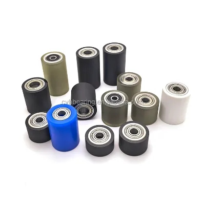 OD40mm OD50mm PU Coated Roller Rubber Wheels PU POM Nylon Wheels with Bearing Plastic Wheels