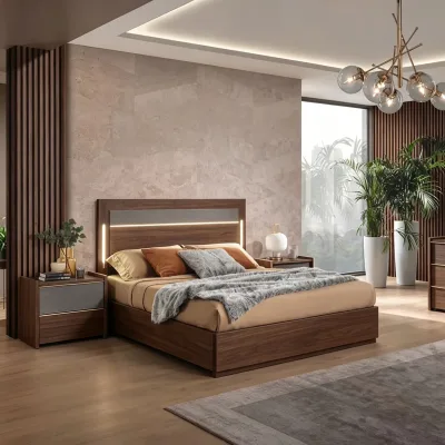 Modern Wooden Bed for Resort Hotel Rooms Villa Bedrooms Apartment Furniture Sets and Other Interior Spaces