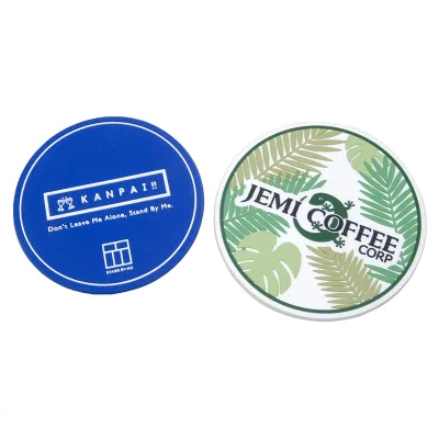 Non Slip Soft PVC Tea Cups Coaster Custom Cute Cartoon Drink Cup Pad Coffee Holder Coasters on Office Desk