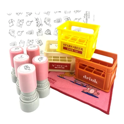 Small Atomic Stamp Self-inking Rubber Stamp Rectangle Teacher Financial Office Use with 23 Handle Color