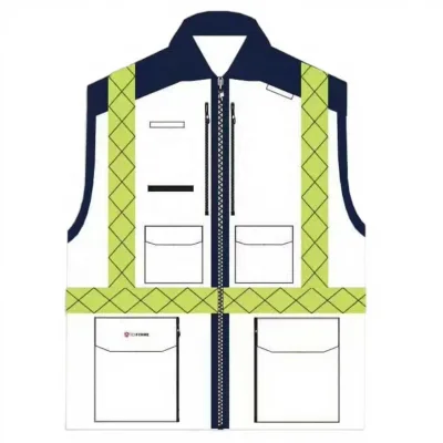 Custom-made Unisex Navy Blue & White Breathable Safety Reflective Vest Sleeveless Jacket Visibility for Working